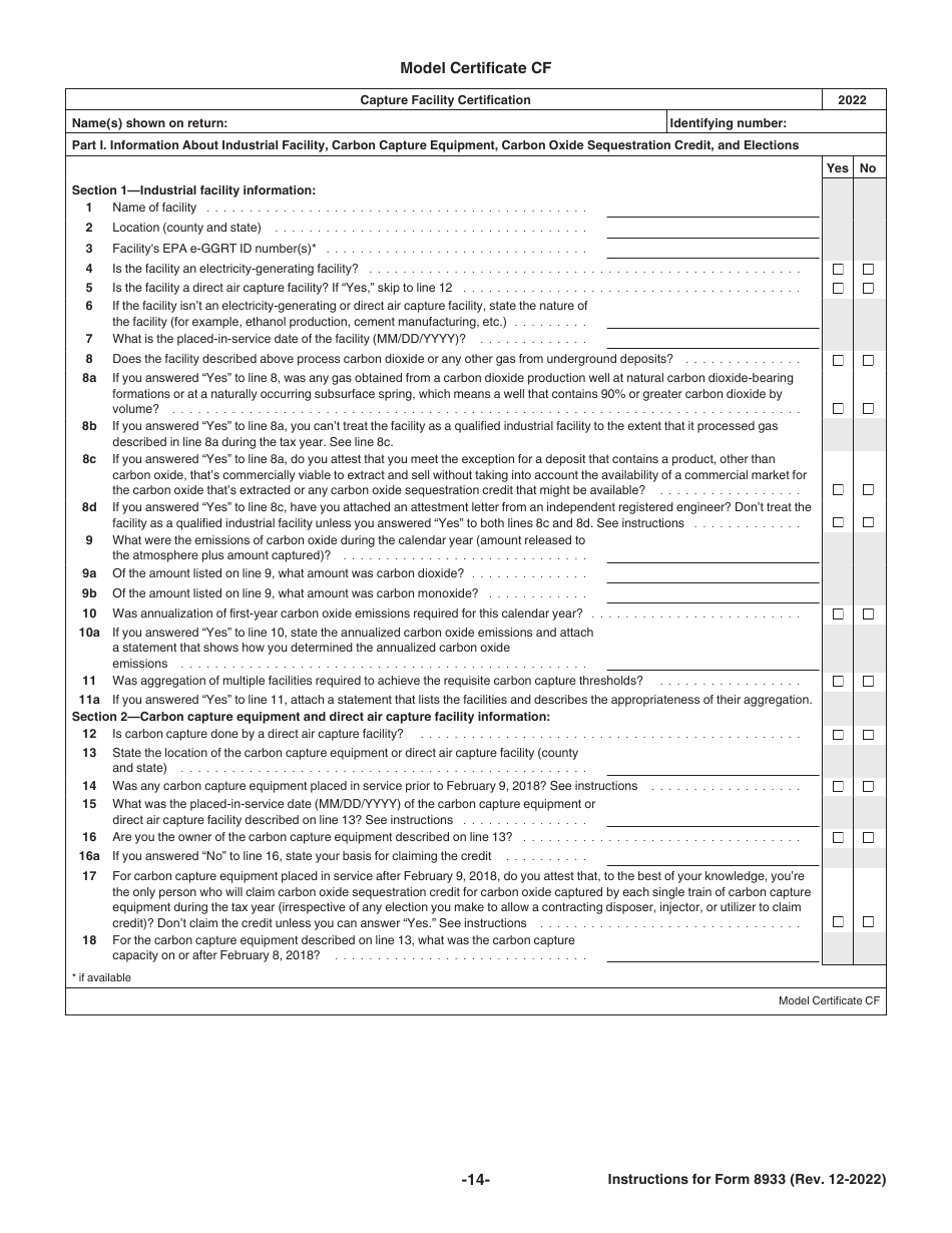 Instructions for IRS Form 8933 Carbon Oxide Sequestration Credit, Page 14