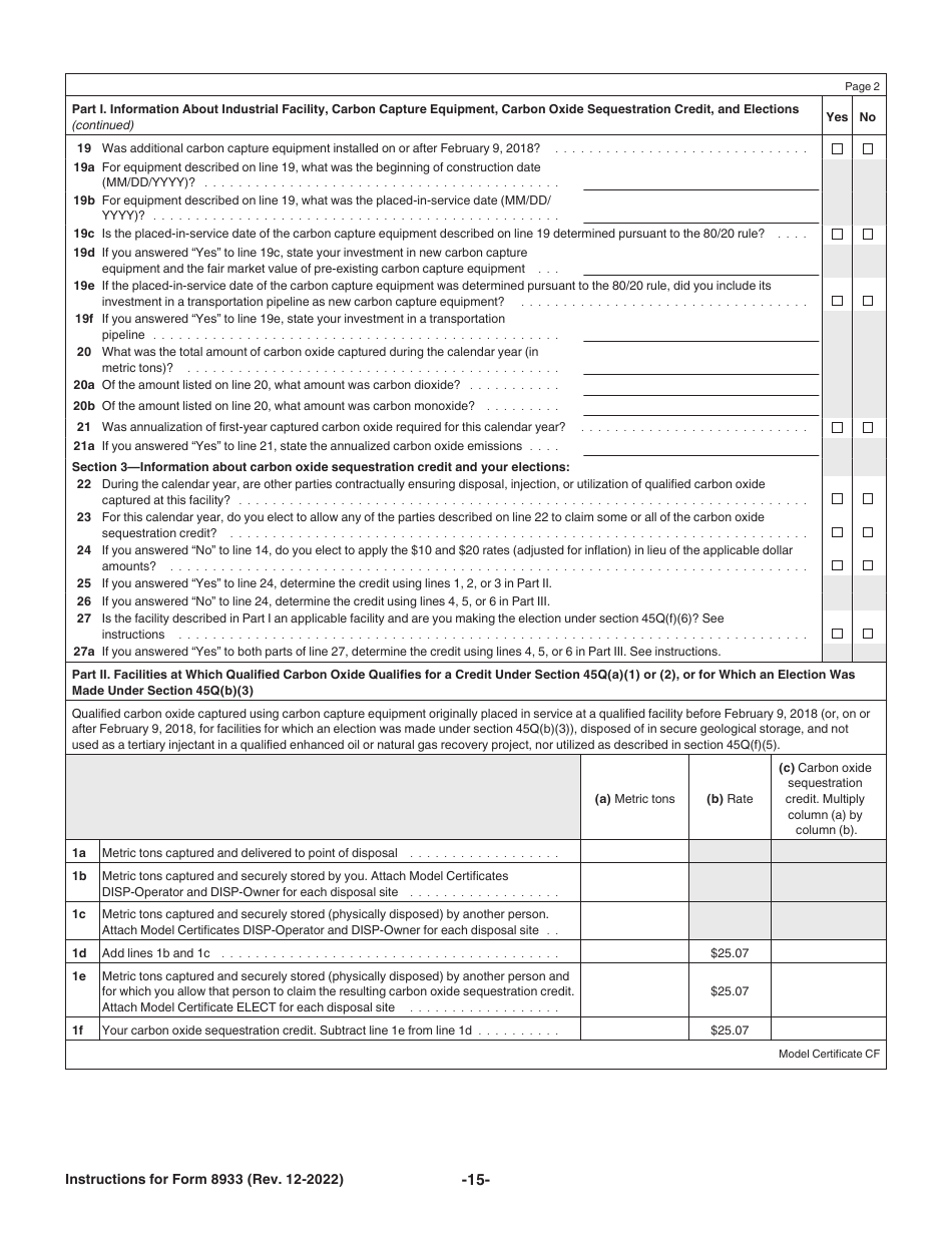 Instructions for IRS Form 8933 Carbon Oxide Sequestration Credit, Page 15