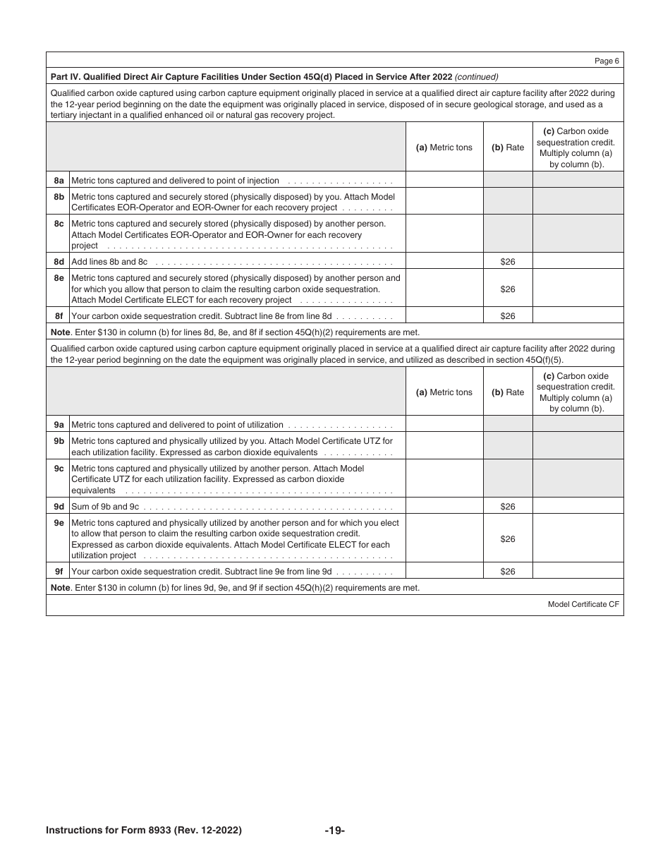 Instructions for IRS Form 8933 Carbon Oxide Sequestration Credit, Page 19