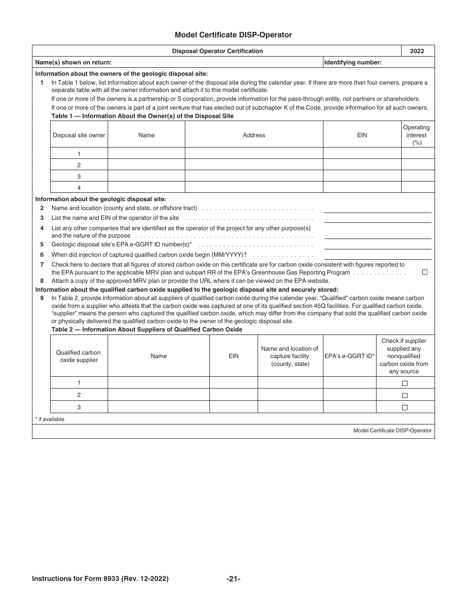 Instructions for IRS Form 8933 Carbon Oxide Sequestration Credit, Page 21