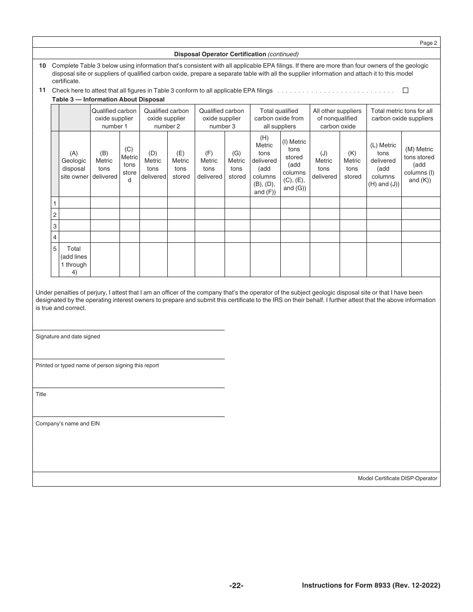 Instructions for IRS Form 8933 Carbon Oxide Sequestration Credit, Page 22