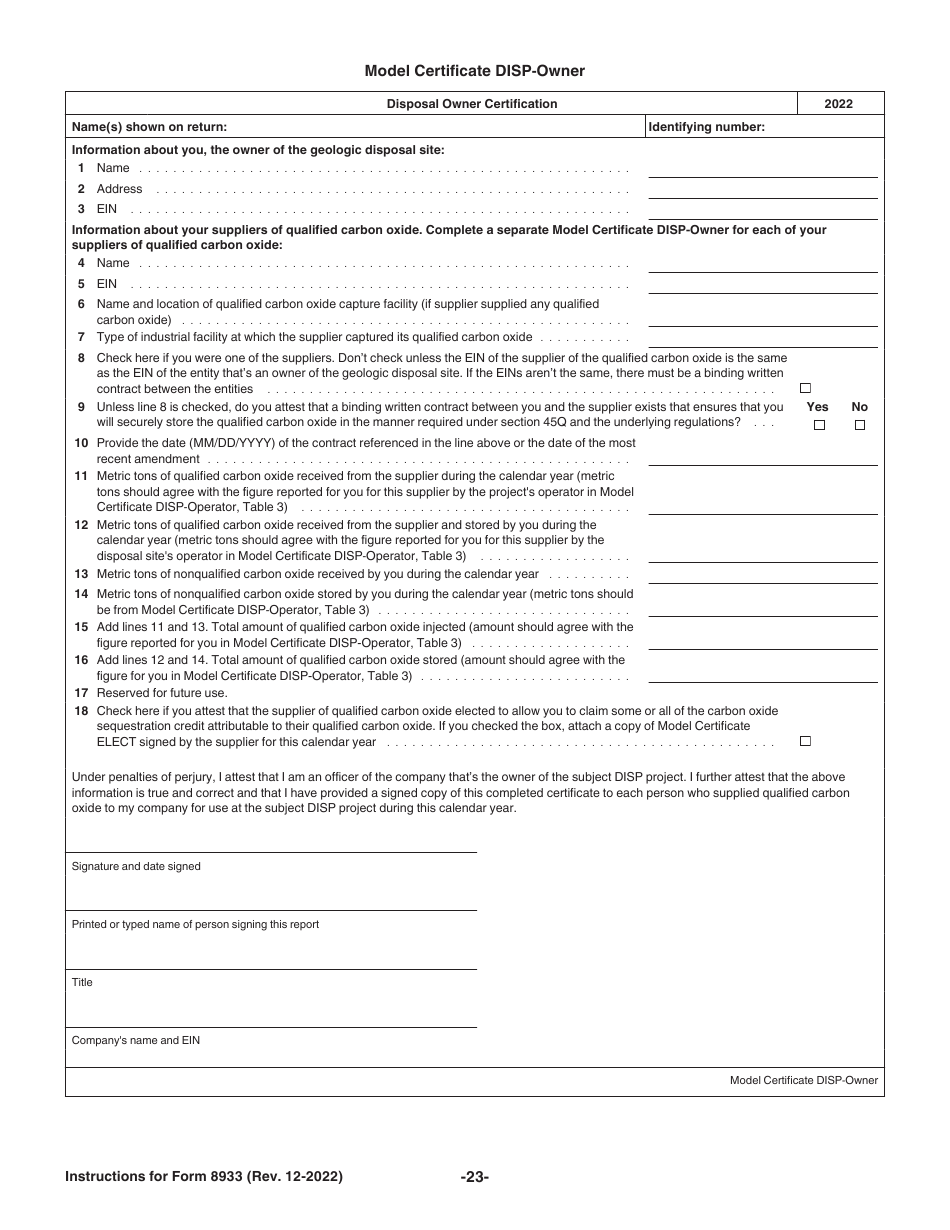Instructions for IRS Form 8933 Carbon Oxide Sequestration Credit, Page 23