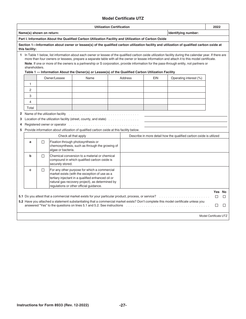 Instructions for IRS Form 8933 Carbon Oxide Sequestration Credit, Page 27
