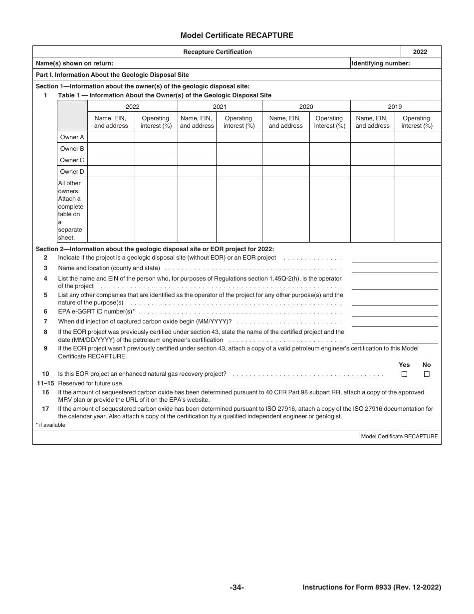 Instructions for IRS Form 8933 Carbon Oxide Sequestration Credit, Page 34