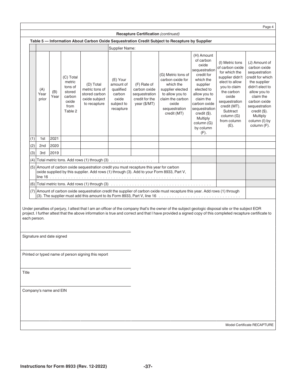 Instructions for IRS Form 8933 Carbon Oxide Sequestration Credit, Page 37