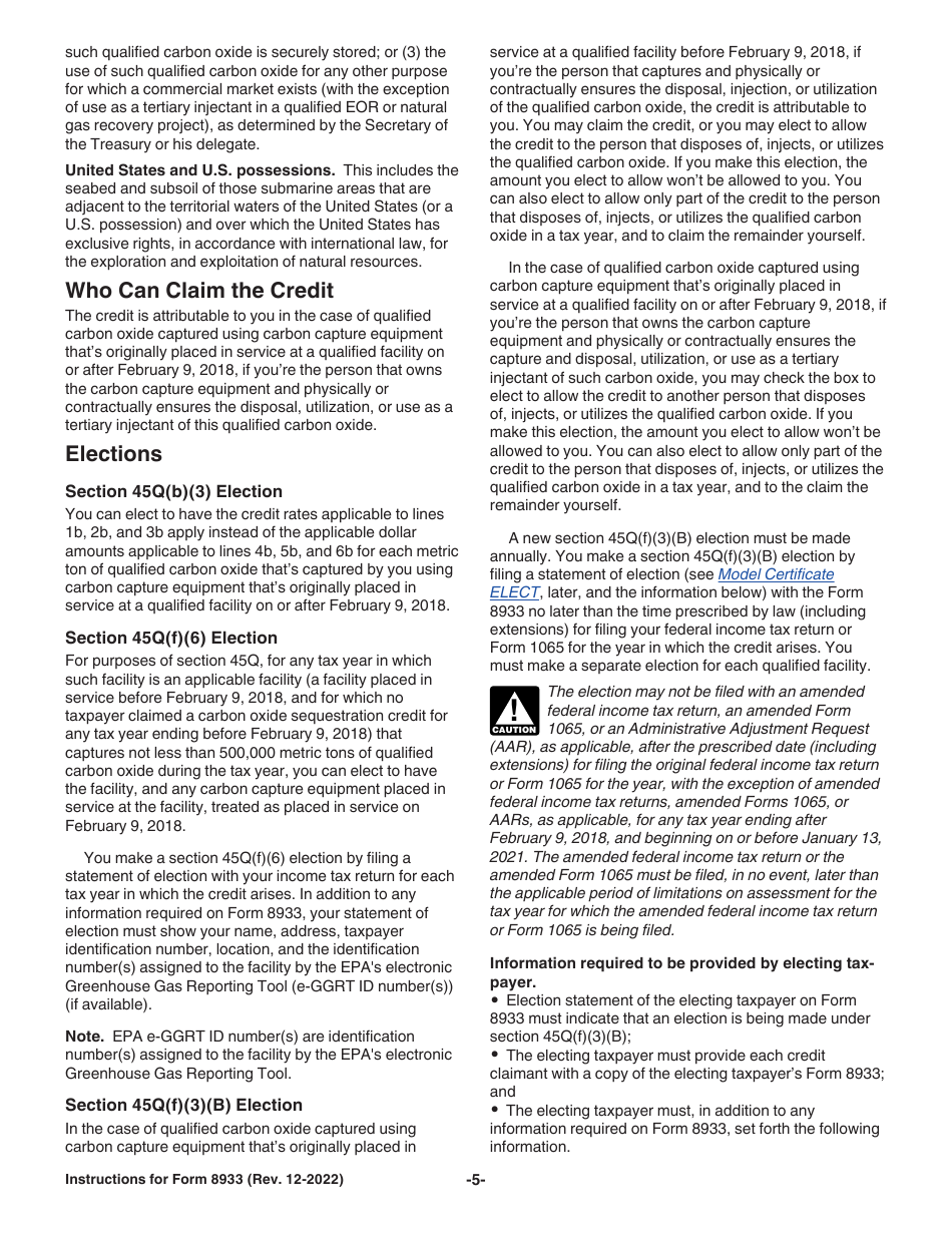 Instructions for IRS Form 8933 Carbon Oxide Sequestration Credit, Page 5