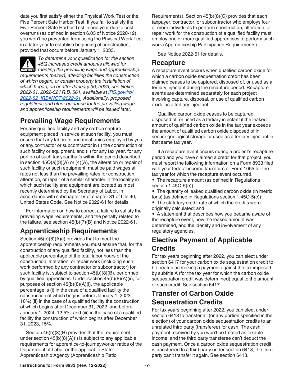 Instructions for IRS Form 8933 Carbon Oxide Sequestration Credit, Page 7