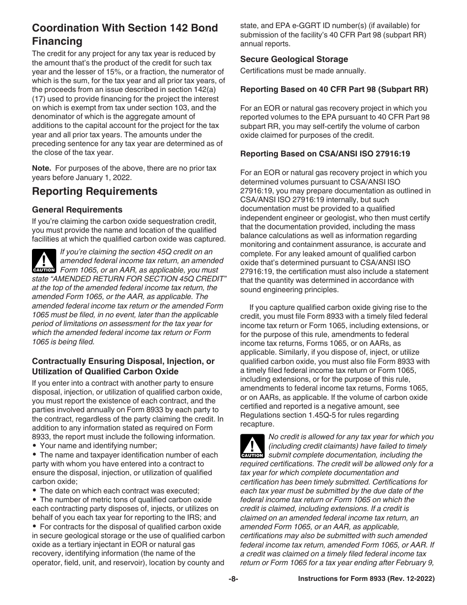 Instructions for IRS Form 8933 Carbon Oxide Sequestration Credit, Page 8