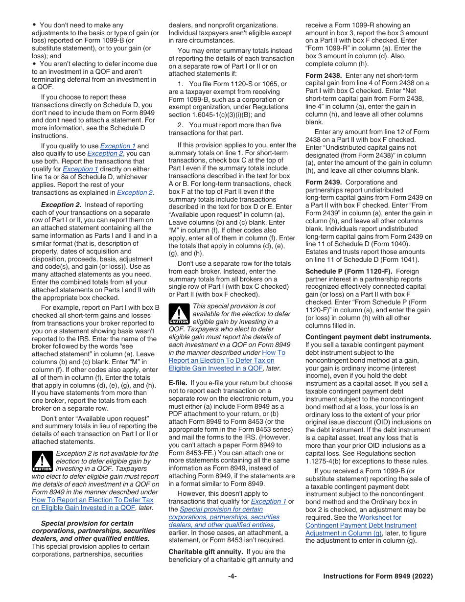 Instructions for IRS Form 8949 Sales and Other Dispositions of Capital Assets, Page 4