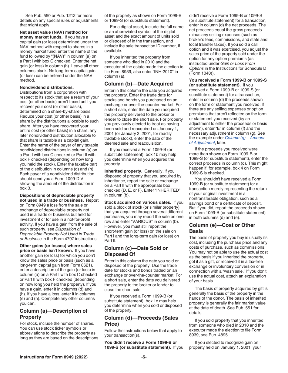 Instructions for IRS Form 8949 Sales and Other Dispositions of Capital Assets, Page 5