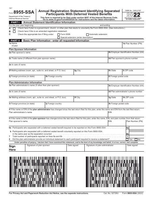 IRS Form 8955-SSA 2022 Printable Pdf