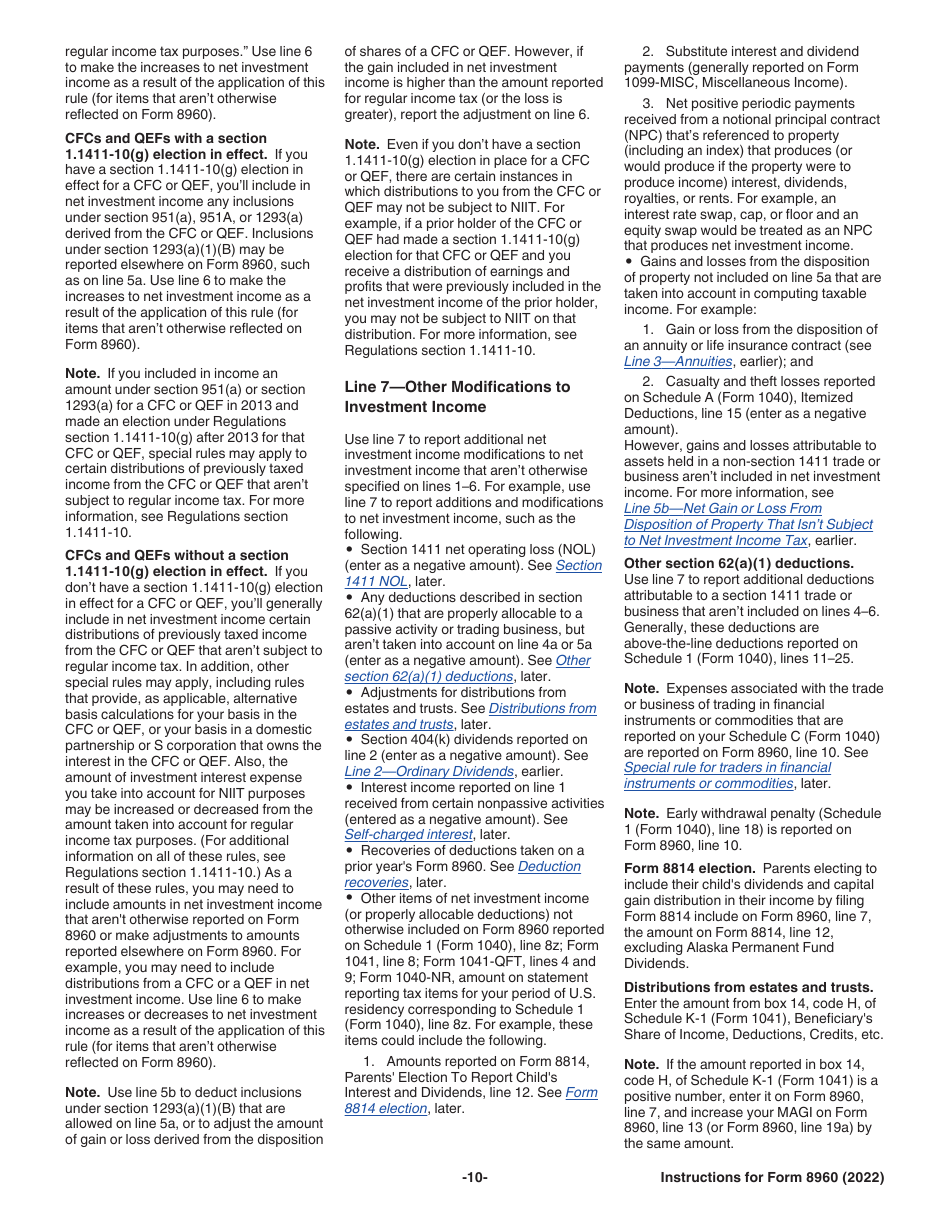 Instructions for IRS Form 8960 Net Investment Income Tax - Individuals, Estates, and Trusts, Page 10