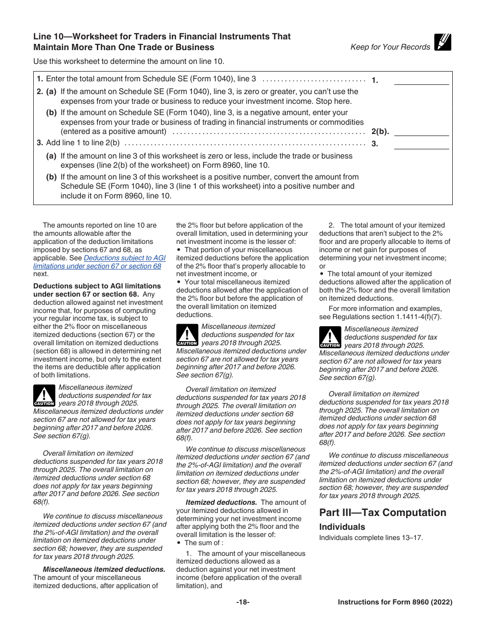 Download Instructions for IRS Form 8960 Net Investment Income Tax ...