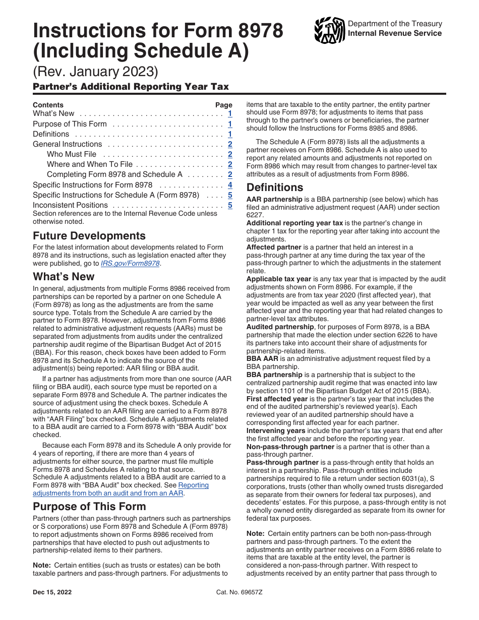 Instructions for IRS Form 8978 Schedule A Partners Additional Reporting Year Tax, Page 1