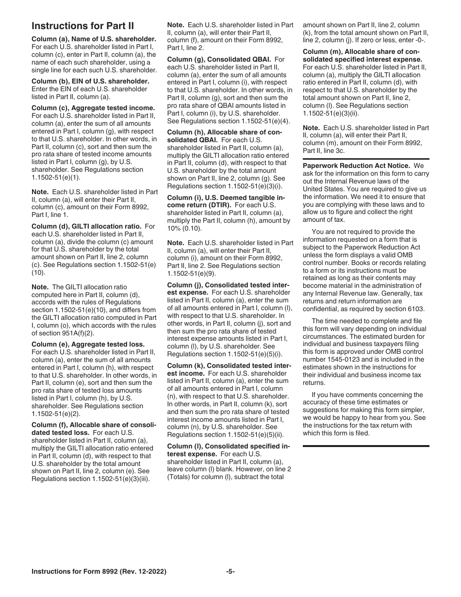 Instructions for IRS Form 8992 U.S. Shareholder Calculation of Global Intangible Low-Taxed Income (Gilti), Page 5