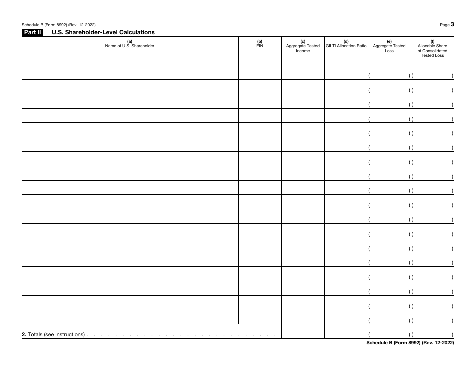 IRS Form 8992 Schedule B Calculation of Global Intangible Low-Taxed Income (Gilti) for Members of a U.S. Consolidated Group Who Are U.S. Shareholders of a Cfc, Page 3
