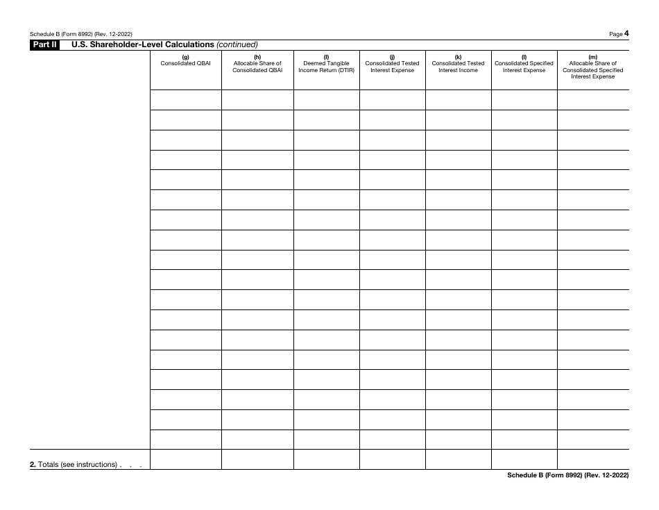 IRS Form 8992 Schedule B Calculation of Global Intangible Low-Taxed Income (Gilti) for Members of a U.S. Consolidated Group Who Are U.S. Shareholders of a Cfc, Page 4
