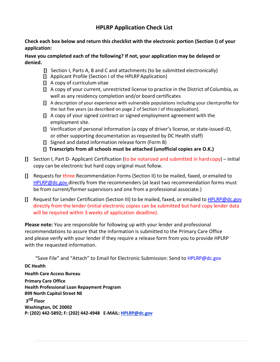 Section I Dc Health Professional Loan Repayment Provider Application for Dc Hplrp - Applicant Profile - Washington, D.C., Page 9