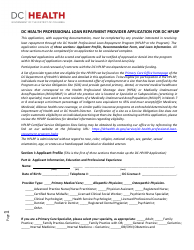 Document preview: Section I Dc Health Professional Loan Repayment Provider Application for Dc Hplrp - Applicant Profile - Washington, D.C.