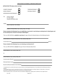 Branch Application Form - Washington, Page 2