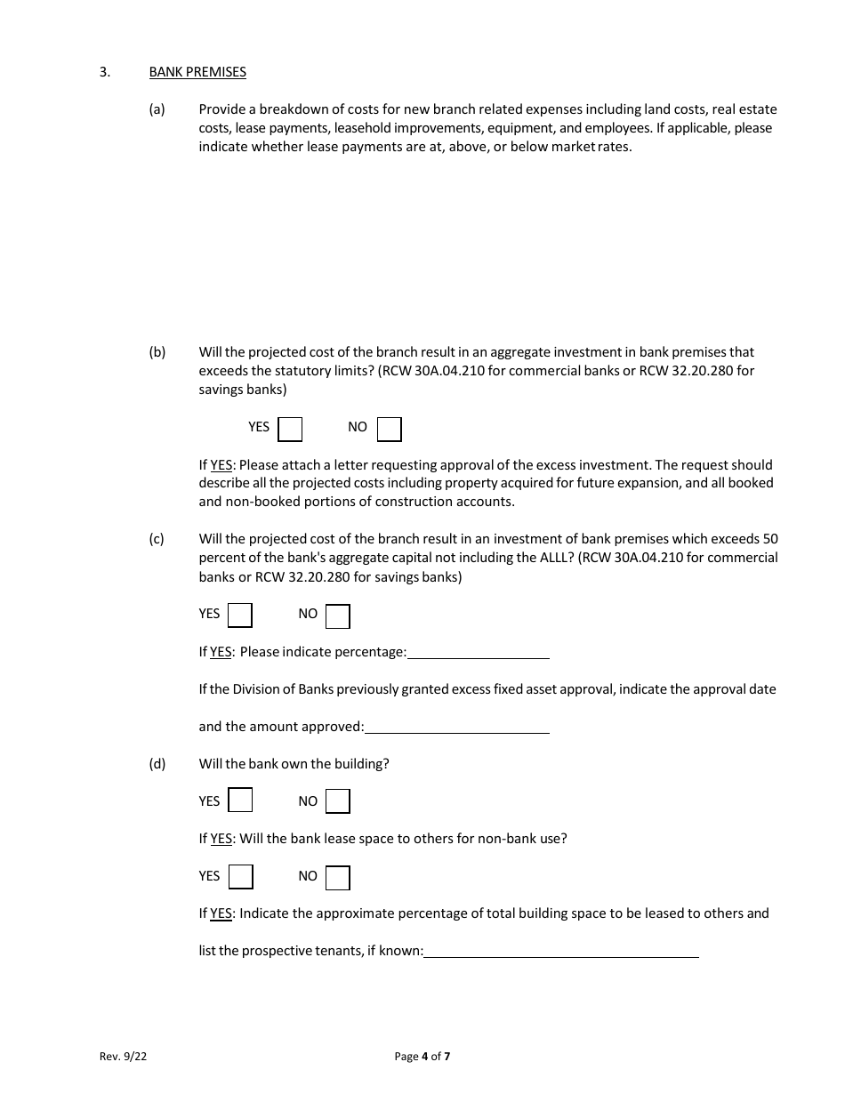 Branch Application Form - Washington, Page 4