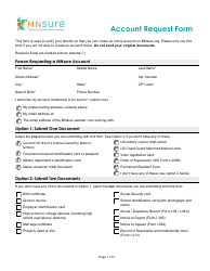 Document preview: Account Request Form - Minnesota