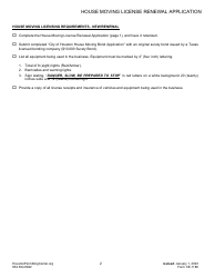 Form CE-1186 House Moving License Renewal Application - City of Houston, Texas, Page 2