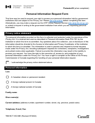 Form TBS/SCT350-58 Personal Information Request Form - Canada