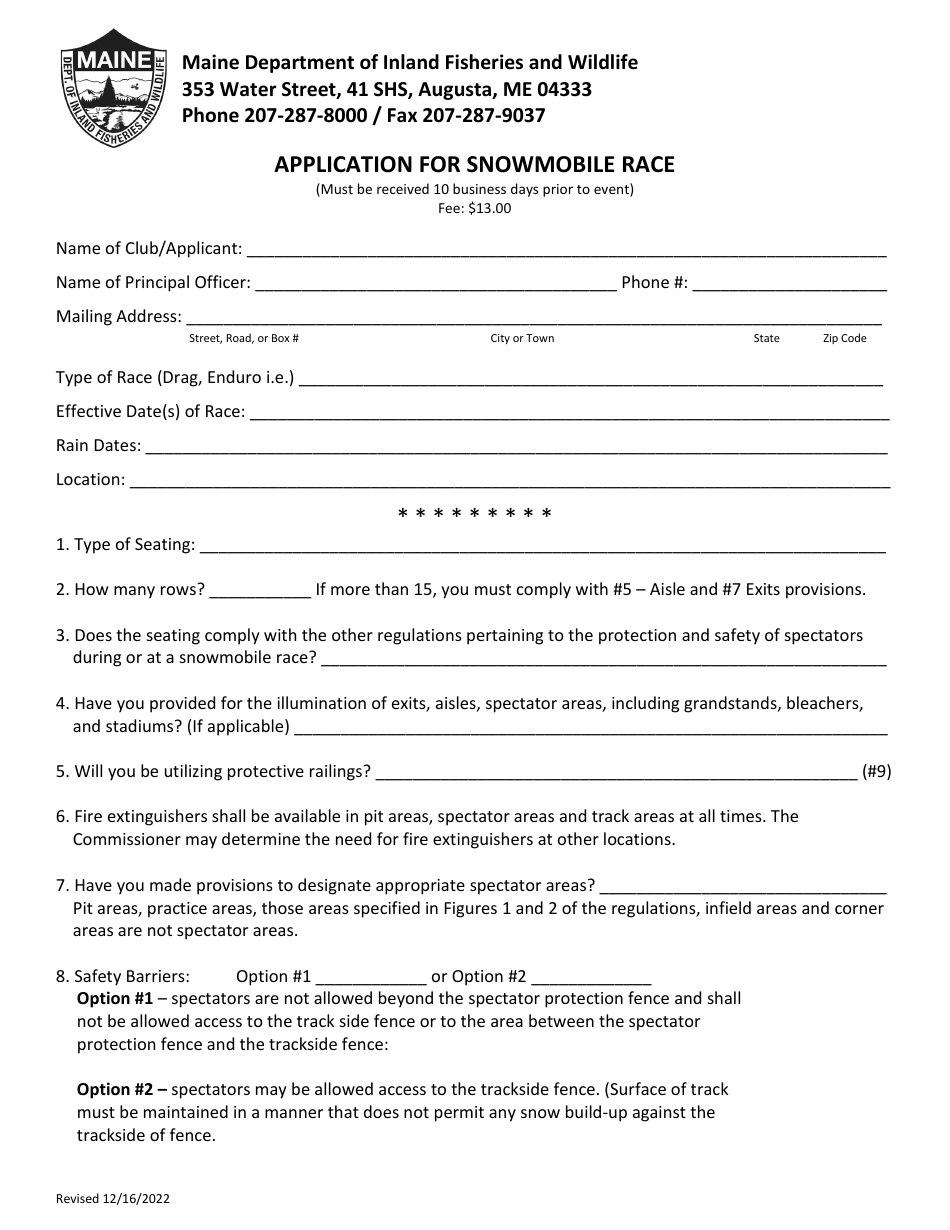 Maine Application for Snowmobile Race Fill Out, Sign Online and