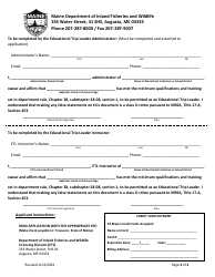 Application for Educational Trip Leader Permit - Maine, Page 2