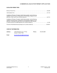 Form CE-1331 Commercial Elevator Permit Application - City of Houston, Texas, Page 2