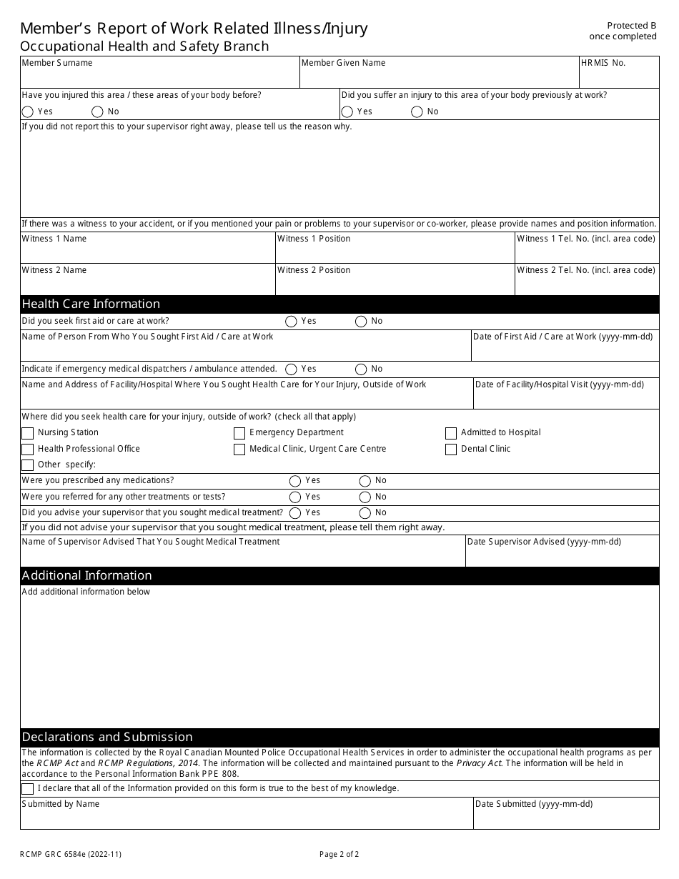 Form Rcmp Grc6584 Fill Out Sign Online And Download Fillable Pdf Canada Templateroller 1928