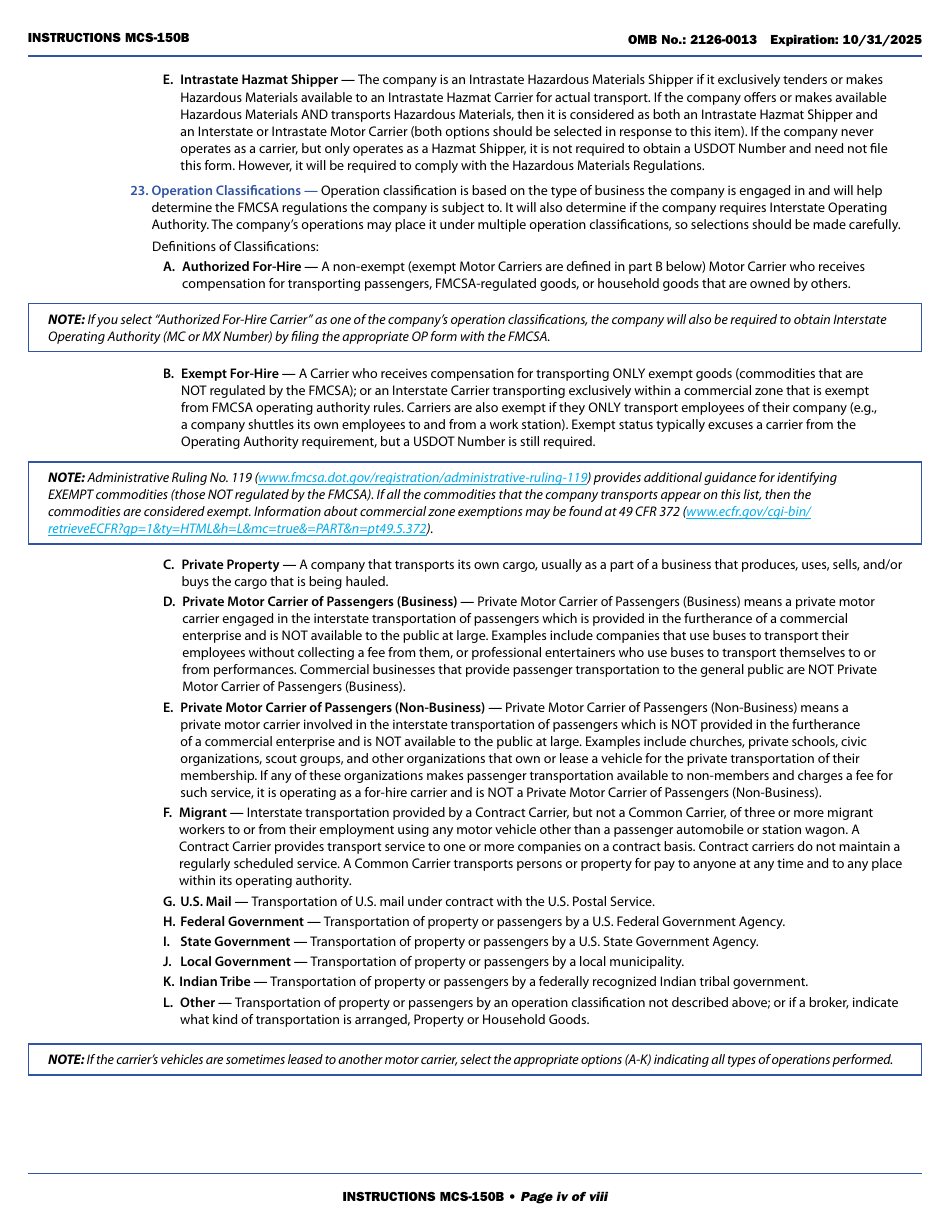 Form MCS-150B - Fill Out, Sign Online and Download Fillable PDF ...