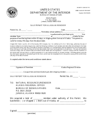 Document preview: Sale Permit for Alaskan Reindeer