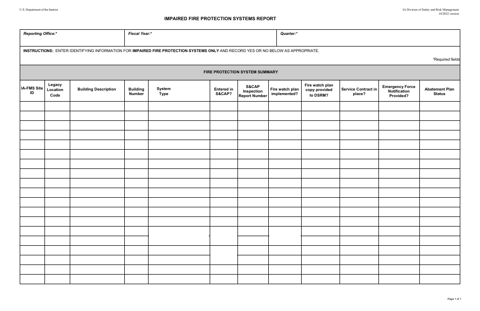 Impaired Fire Protection Systems Report - Fill Out, Sign Online and ...