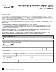 Document preview: Forme F-0086-1 Volet 1, 2 Formulaire D'admissibilite - Entreprises - Programme D'appui Au Positionnement DES Alcools Quebecois Dans Le Reseau De La Societe DES Alcools Du Quebec - Quebec, Canada (French)