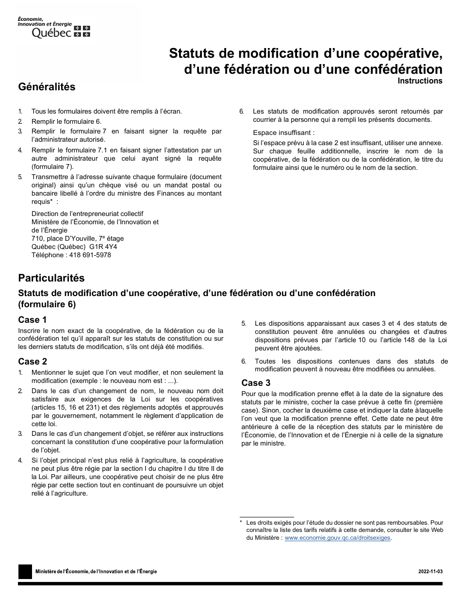 Download Instruction pour Forme 6, F-CO06 Statuts De Modification D'une ...