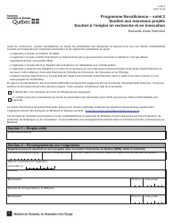 Document preview: Form F-0017 Section 2 Demande D'aide Financiere - Soutien a L'emploi En Recherche Et En Innovation - Quebec, Canada