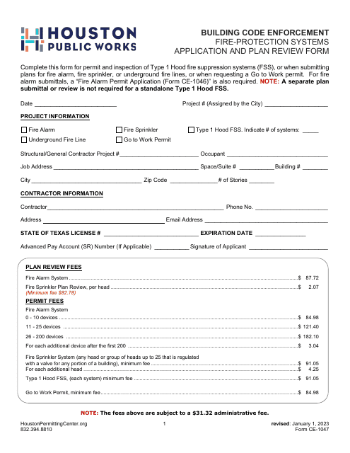 Form CE-1047  Printable Pdf