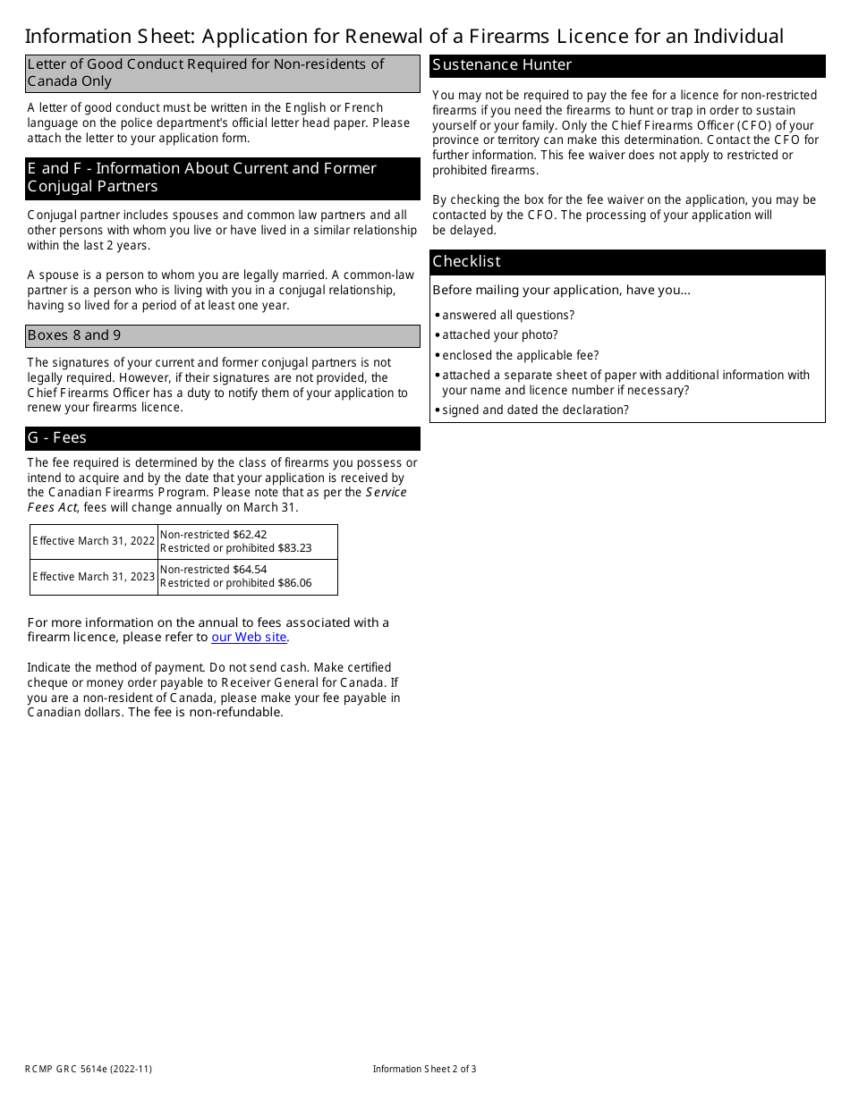 Form RCMP GRC5614 Download Fillable PDF or Fill Online Application for ...