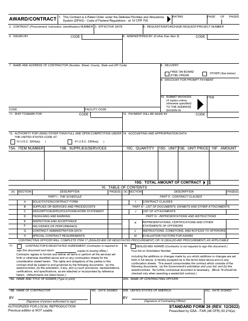 Form SF-26 Award/Contract
