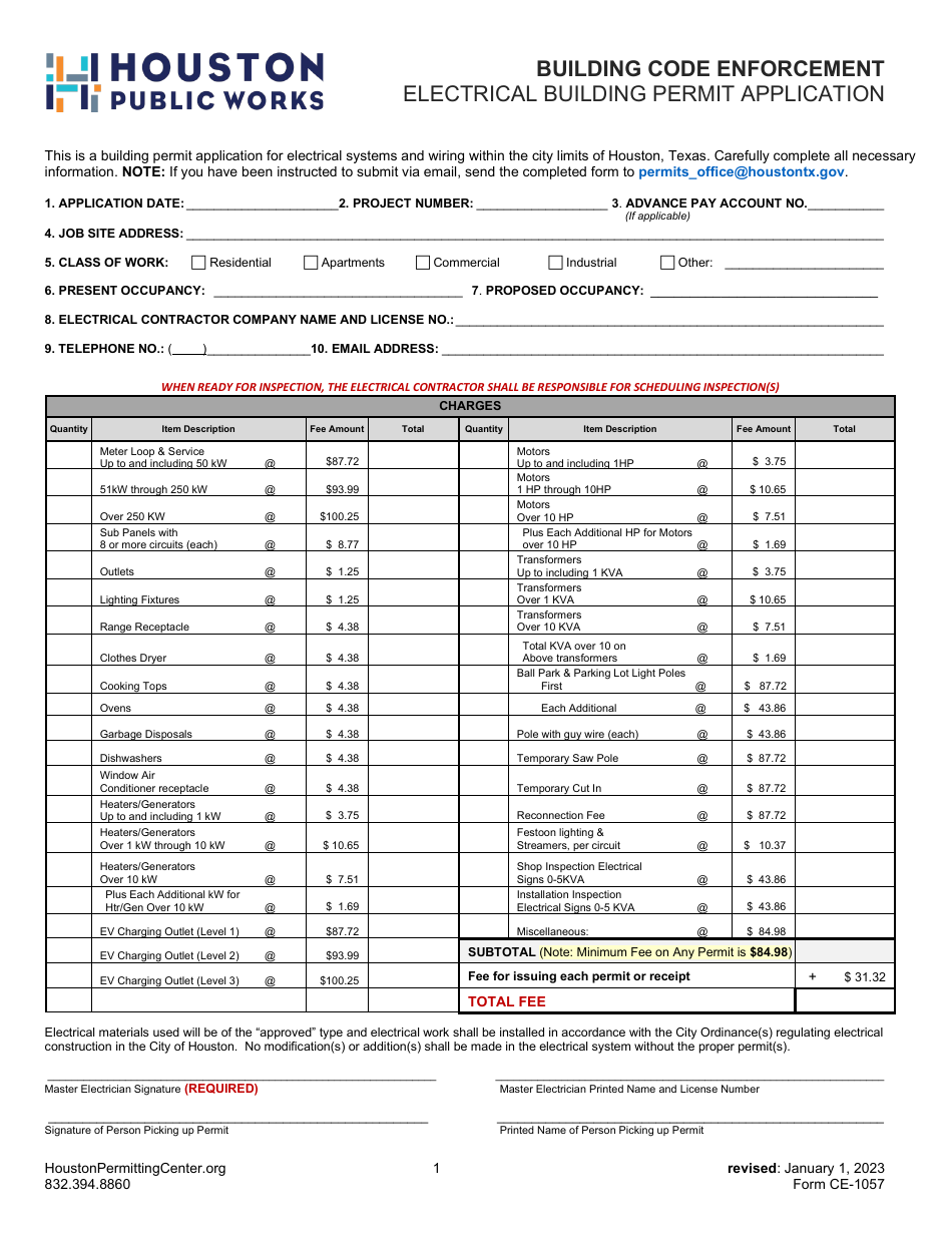 Form CE1057 Download Fillable PDF or Fill Online Electrical Building