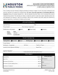 Document preview: Form CE-1262 Application for Dangerous Building Compliance Inspection - City of Houston, Texas