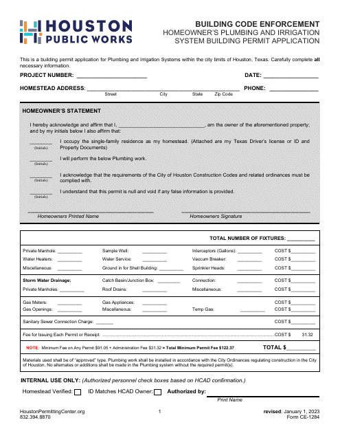 Form CE-1284  Printable Pdf