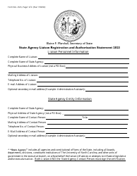 Form SAL-RAS State Agency Liaison Registration and Authorization Statement - North Carolina