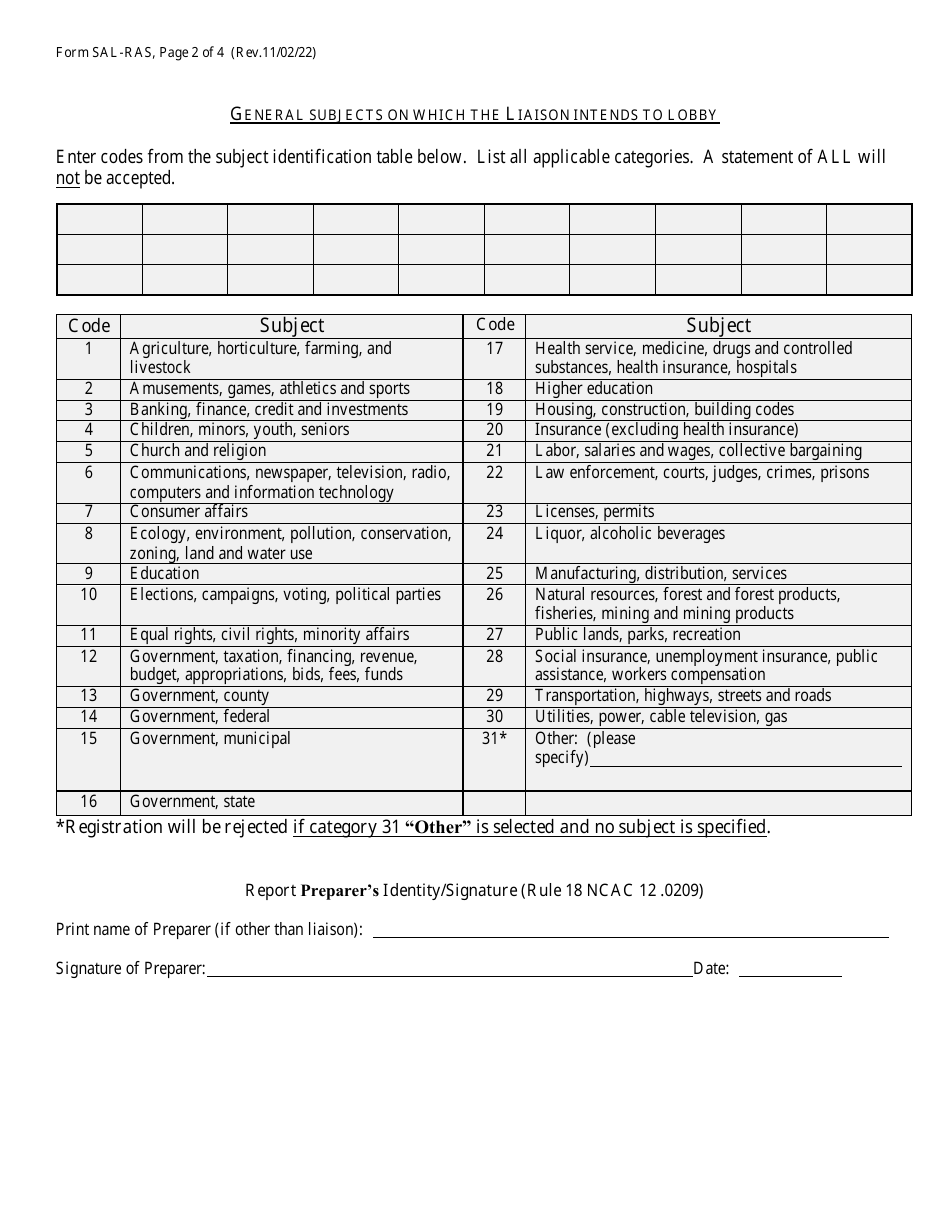 Form SAL-RAS - 2023 - Fill Out, Sign Online and Download Printable PDF ...