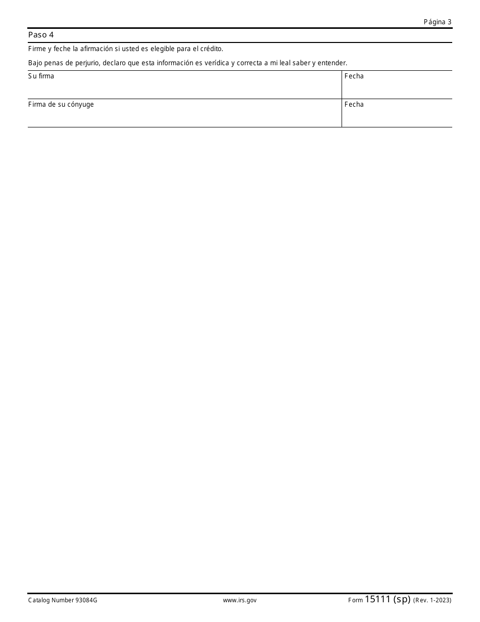 IRS Formulario 15111 (SP) Hoja De Trabajo Del Credito Por Ingreso Del Trabajo (Cp 09) (Spanish), Page 3