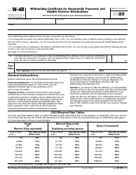 IRS Form W-4R Withholding Certificate for Nonperiodic Payments and Eligible Rollover Distributions