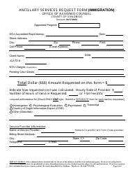 Document preview: Ancillary Services Request Form (Immigration) - County of San Diego, California
