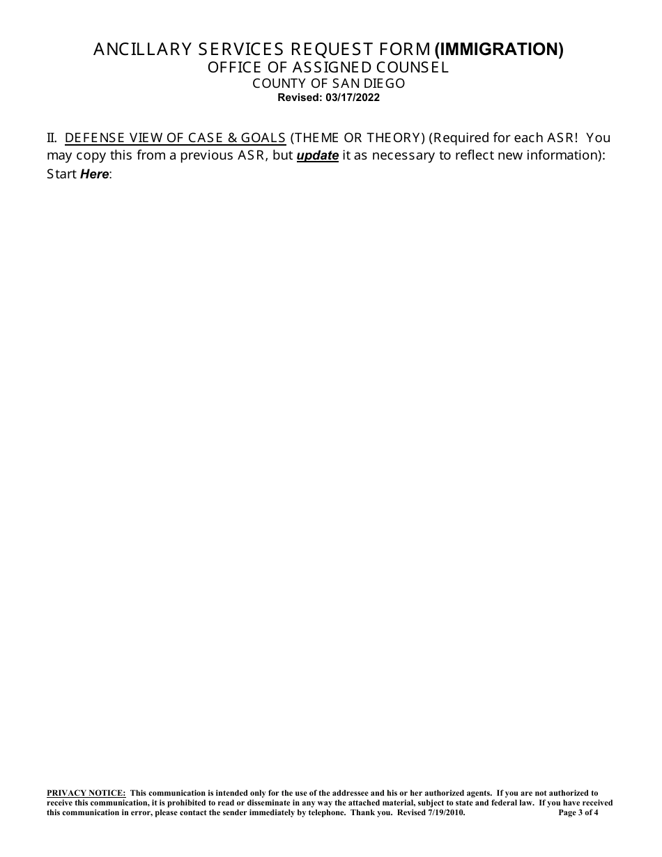 Ancillary Services Request Form (Immigration) - County of San Diego, California, Page 3